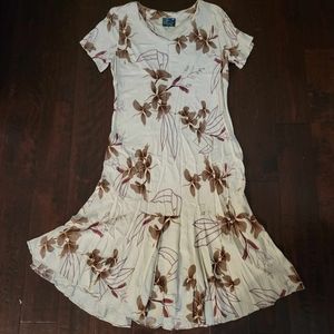 Vintage Hawaiian Moon cream floral dress size XL